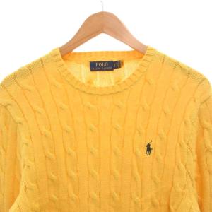 POLO RALPH LAUREN ケーブルニット セーター ポニー刺繍 長袖 XS 黄 イエロー /FF