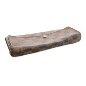 LOUIS VUITTON ダミエ ポルトフォイユ サラ 長財布 二つ折り ウォレット PVC レザー 総柄 茶 ブラウン N61734