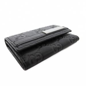 GUCCI グッチシマ キーケース 6連 ロゴプレート レザー GGロゴ 黒 ブラック 237509 /FF