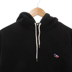 Maison Kitsuné タグ付き 17AW プルオーバーパーカー フーディ トリコロール 長袖 XS 黒 ブラック FW17U762