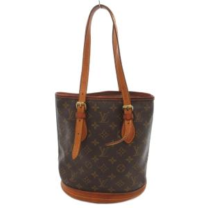 LOUIS VUITTON ジャンク品 ヴィンテージ モノグラム キャンバス バケットPM USA製 ブラウン M42238