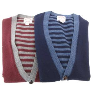 ニットベスト まとめ 2点セット ボーダー くるみボタン ウール M 紺 ネイビー 赤 レッド /GV