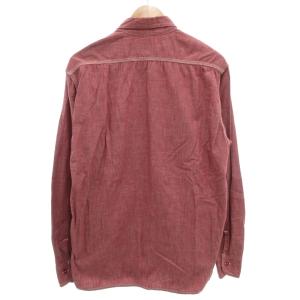 桃太郎ジーンズ MOMOTARO JEANS コットンシャツ 長袖 カジュアル ステッチ 胸ポケット 44 赤 レッド系 /GV