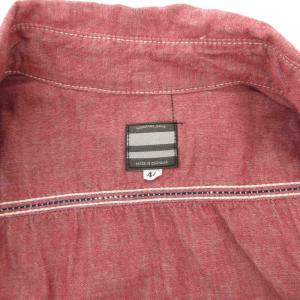 桃太郎ジーンズ MOMOTARO JEANS コットンシャツ 長袖 カジュアル ステッチ 胸ポケット 44 赤 レッド系 /GV