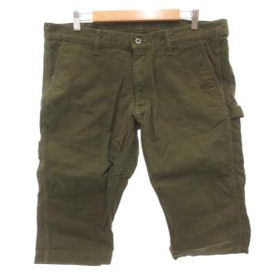 出陣 ダッククロップドペインターパンツ プリント 36 オリーブ カーキ /FF