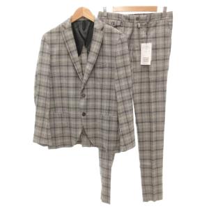 タグ付き スーツ セットアップ テーラードジャケット パンツ グレンチェック 44 46 グレー /FF