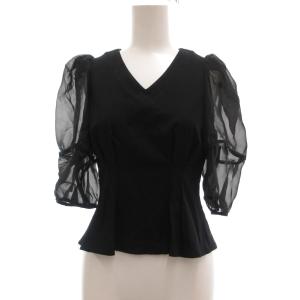23SS ORGANICS 3Dスリーブカットプルオーバー ブラウス 半袖 ブラック /UO