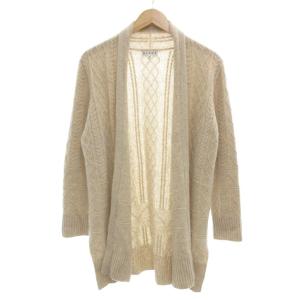 美品 ケーブルニット ロングカーディガン カシミヤ100％ 38 ベージュ /UO