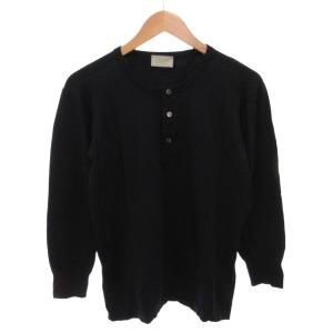 × JOHN SMEDLEY ニット セーター ヘンリーネック 長袖 ウール M 紺 ネイビー /FF