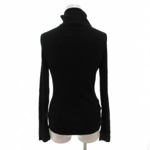 MARGARET HOWELL × JOHN SMEDLEY ニットセーター 長袖 タートルネック 薄手 ウール リブ 長袖 2 黒 ブラック