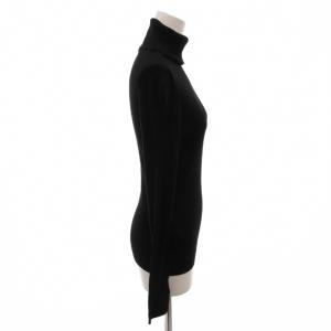 MARGARET HOWELL × JOHN SMEDLEY ニットセーター 長袖 タートルネック 薄手 ウール リブ 長袖 2 黒 ブラック