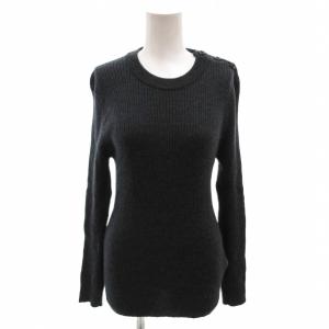 × JOHN SMEDLEY ニット セーター リブ 長袖 ウール ショルダーボタン M グレー /FF