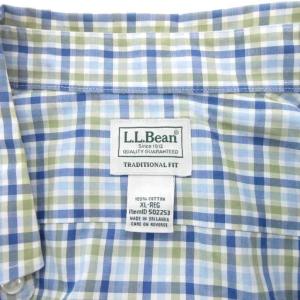 L.L.BEAN 美品 半袖シャツ TRADITIONAL FIT ボタンダウン コットン チェック XL マルチカラー