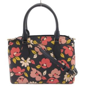 ダーシー フラワー スモール サッチェル ショルダーバッグ ハンド 2WAY 花柄 レザー 紺 ネイビー
