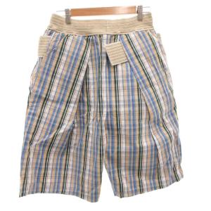 KAPITAL 18SS オックス チェック シモキタ ショート ハーフ パンツ ショーツ イージー ゴムウエスト XL