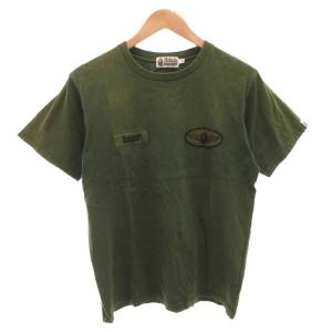 Tシャツ カットソー 半袖 ミリタリー ワッペン ロゴ M カーキ /FF