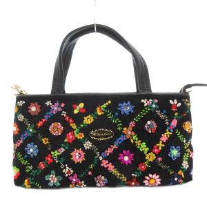 オーバー ザ レインボー 2WAYバッグ ショルダー 花 刺繍 ビジュー 黒 ブラック /YJ