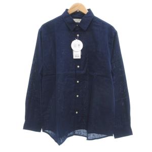25SS タグ付き 吸水速乾リネン混ロングスリーブシャツ 長袖 XL ネイビー /UO