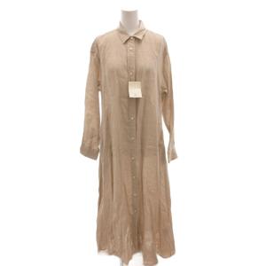 タグ付き 20SS Linen Flared ワンピース ロング リネン 麻 長袖 38 ベージュ /FF