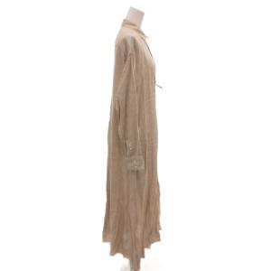 Plage タグ付き 20SS Linen Flared ワンピース ロング リネン 麻 長袖 38 ベージュ /FF