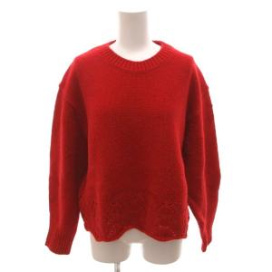 25AW レーシーヘムデザイン パフスリーブ ニット セーター ウール 長袖 38 赤 レッド /FF