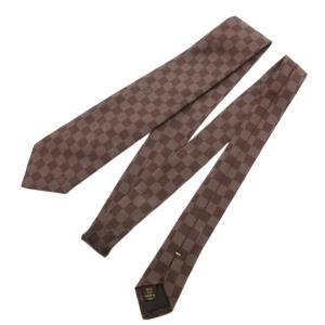 LOUIS VUITTON 美品 ネクタイ 絹 シルク ダミエ 格子柄 ロゴ 茶 ブラウン /YJ