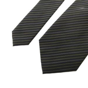 PAUL SMITH ネクタイ レギュラータイ シルク 絹 ストライプ 裏地花柄 黒 ブラック /FF