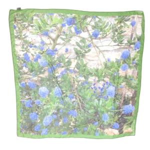 美品 スカーフ 花柄 フォトプリント 緑 グリーン /MG