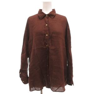 19SS アサビックシャツ 長袖 金ボタン リネン100％ 茶色 ブラウン /MG