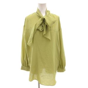 22AW 2wayボウタイブラウス シャツ 長袖 ギャザー 緑 グリーン /FF