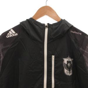 adidas アルビレックス新潟 ナイロンジャケット パーカー ブルゾン ロゴ エンブレム プリント XO 黒 ブラック