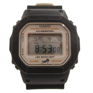 柴犬モチーフ 腕時計 クォーツ デジタル 白文字盤 DW-5600SHB-1JR ブラック