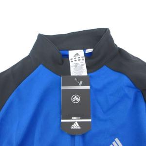 adidas タグ付き サイクルジャージ トップス 長袖 ハーフジップ XL 青 ブルー  黒 ブラック Z13001