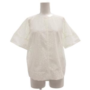 美品 20AW カットソー 半袖 レース シアー 36 白 ホワイト /MG