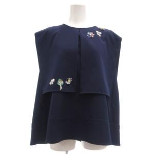 美品 カットソー ノースリーブ プルオーバー ビジュー装飾 1 ネイビー /MG