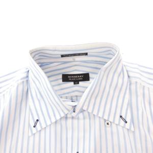 BURBERRY BLACK LABEL シャツ 長袖 チェック ボタンダウン 胸ポケット 41 ホワイト 青 ブルー /MG