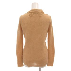 D&G カーディガン ニット 長袖 透かし編み レース フェイクパールボタン モヘヤ混 42/28 ベージュ /FF