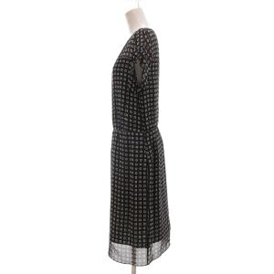 Brooks Brothers 美品 ワンピース 膝丈 半袖 シアー シルク 総柄 8 黒 ブラック /MG