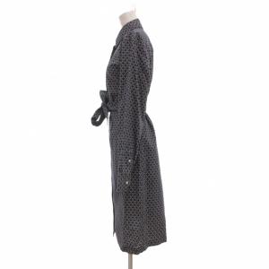 Brooks Brothers 美品 シャツ ワンピース ひざ丈 長袖 コットン 総柄 6 ネイビー /MG