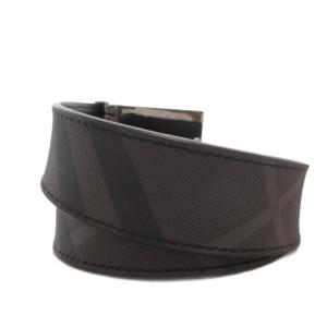 BURBERRY ベルト PVC レザー ノバチェック ロゴバックル グレー ブラック