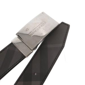 BURBERRY ベルト PVC レザー ノバチェック ロゴバックル グレー ブラック