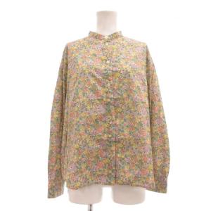 美品 シャツ 長袖 ノーカラー 花柄 コットン 38 マルチカラー /MG