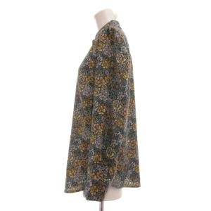 SCAPA 美品 シャツ チュニック 長袖 ノーカラー  タック 花柄 コットン 38 マルチカラー /MG