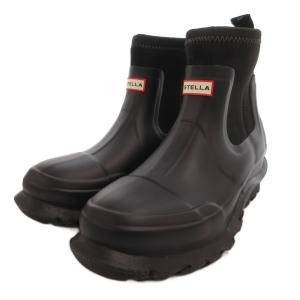 ×HUNTER レインブーツ 長靴 ショート ロゴ 黒 ブラック UK9 /FF