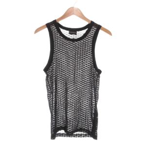 美品 タンクトップ カットソー ノースリーブ シースルー ロゴ アンダーウェア 黒 ブラック /MG