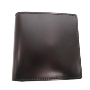 三つ折り財布 ウォレット コードバン レザー ゴールドカラー金具 黒 ブラック /FF