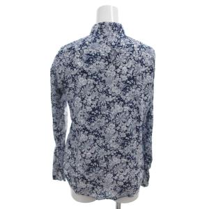 MAKER'S SHIRT 鎌倉 リバティ コラボ スタンドカラーシャツ 長袖 花柄 38 青 ブルー /FF