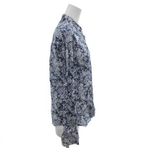 MAKER'S SHIRT 鎌倉 リバティ コラボ スタンドカラーシャツ 長袖 花柄 38 青 ブルー /FF