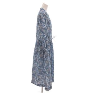 MAKER'S SHIRT 鎌倉 リバティ コラボ シャツ ワンピース ロング 七分袖 花柄 ペイズリー 36 青 ブルー /FF