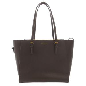 クラシックダブルハンドルトート バッグ 手提げ 肩掛け ロゴ レザー 茶 ブラウン /FF